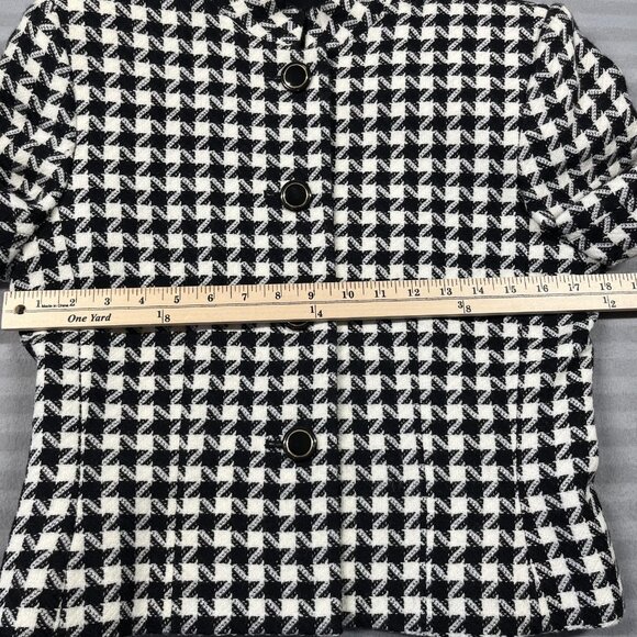 Kasper A.S.L. Blazer Womens 4 Black White Wool Houndstooth Stand Collar Cropped - Picture 5 of 10